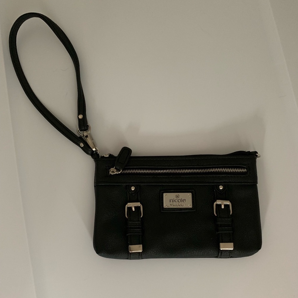 Cute black leather-like wristlet
